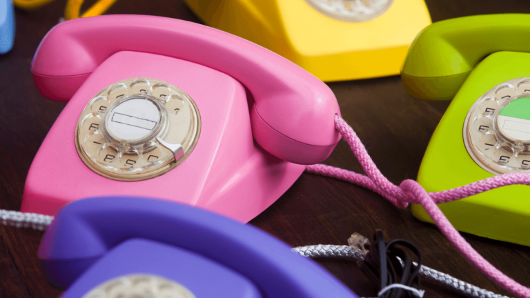 Lots of coloured phones, a nightmare for someone with phone phobia