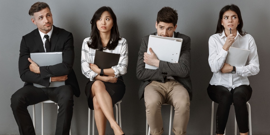 Interviewees waiting in line to be interviewed