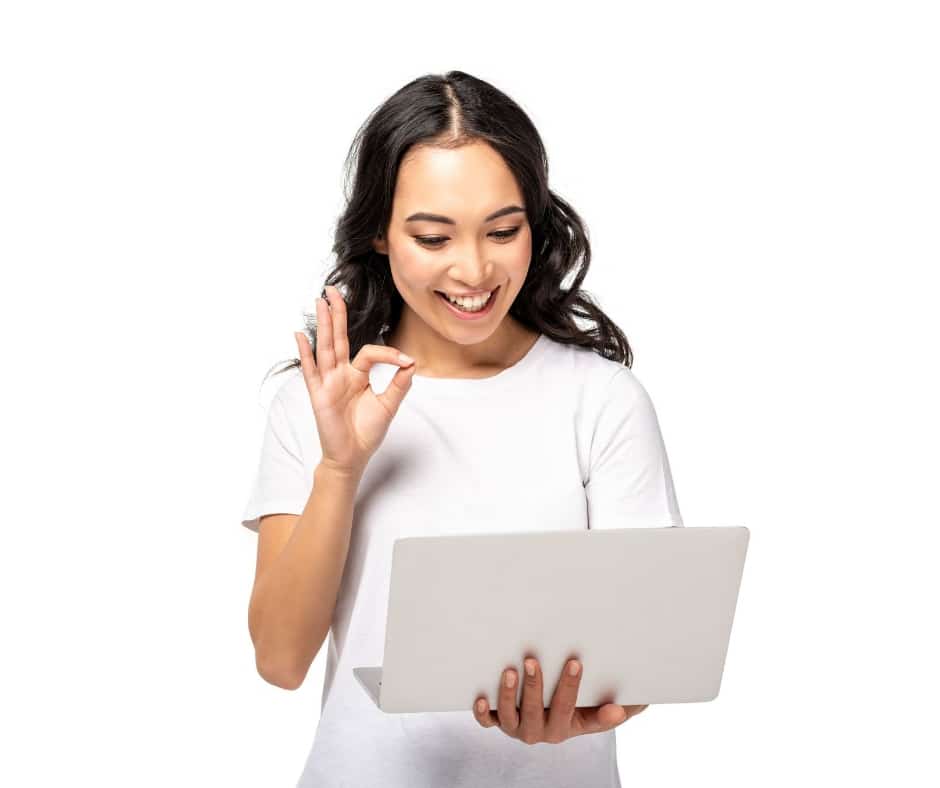 Lady using her laptop to use augmented reality banking services created by a Universal Service Advisor - one of the banking jobs of the future