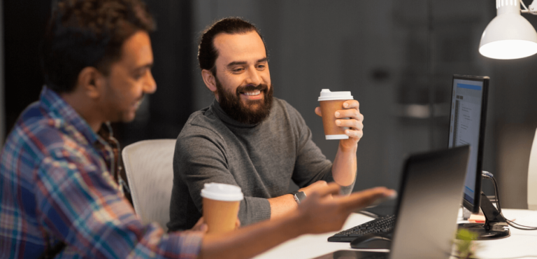 PHP developers starting their day with a coffee