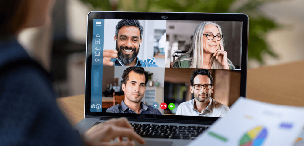 A video conference call, part of the new normal way of working