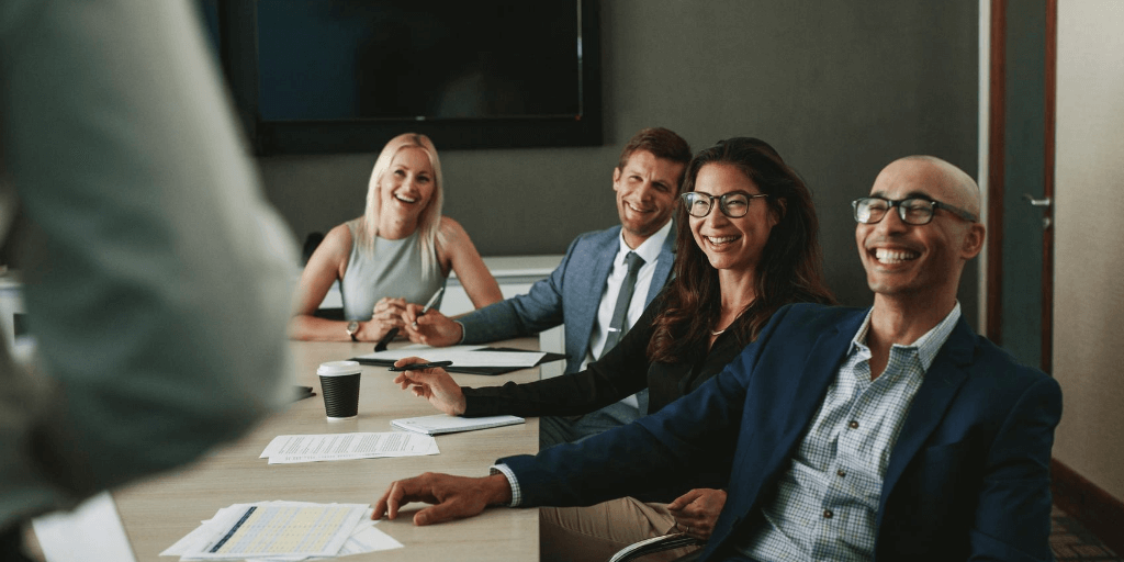 Candidate giving a presentation during an interview