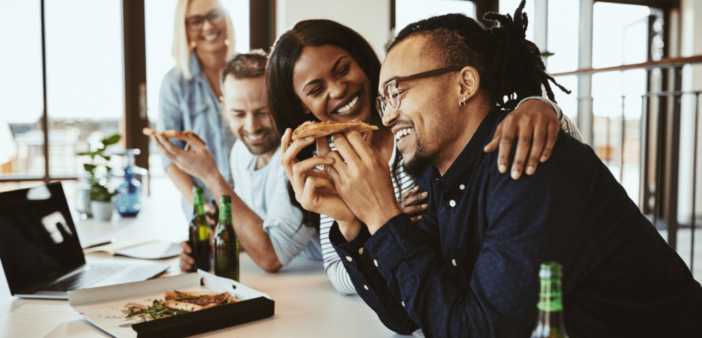 Agency workers socialising after hours in the office