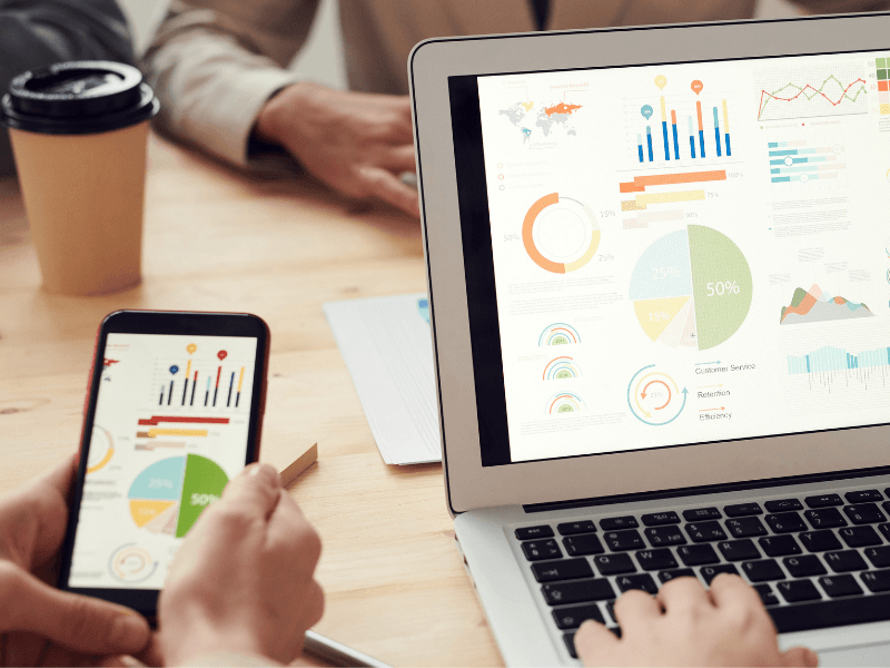 Marketers analysing the success of their latest social media campaign