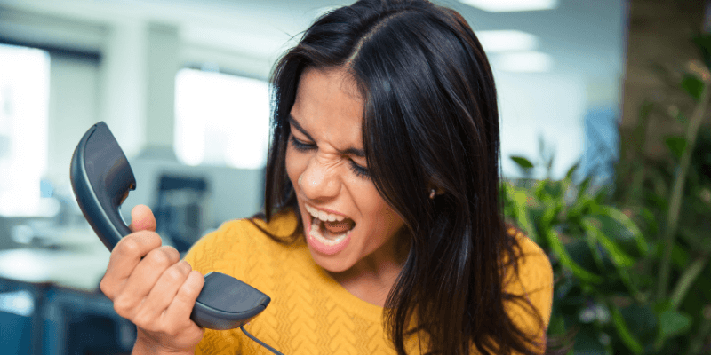 Lady shouting down the phone