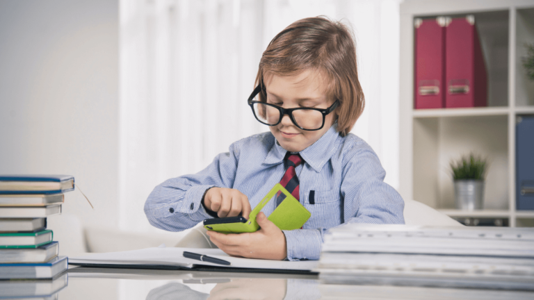 Child learning how to be a grown up at work