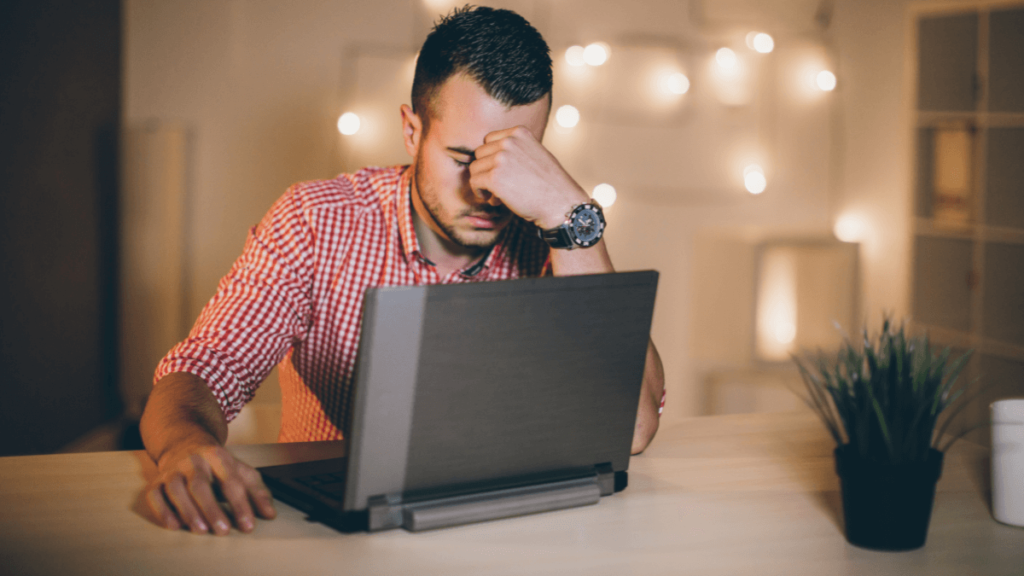 Man working hard as his deadline looms large