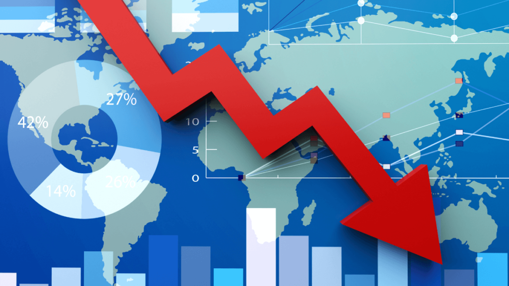 Charts and graphs showing the economy shrinking